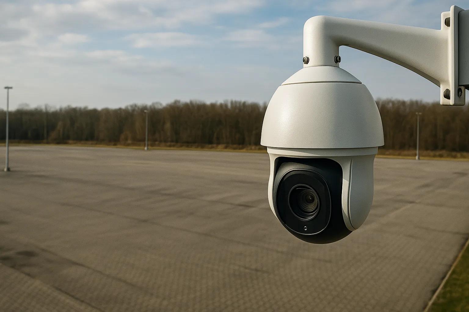 Video camera monitoring critical infrastructure for NERC CIP compliance and physical security.