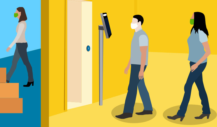 Graphic of people using access control system