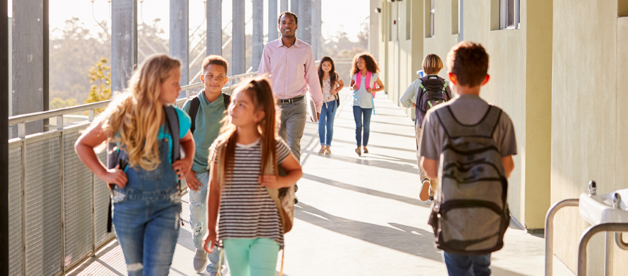 students walking to class