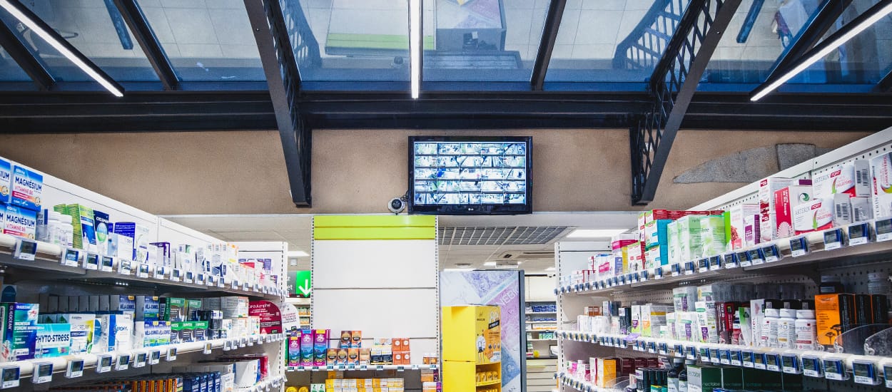 Pharmacy store and security camera