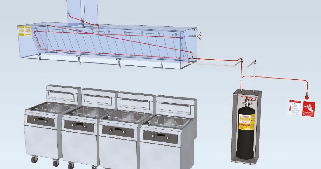 Kitchen fire suppression system schematic