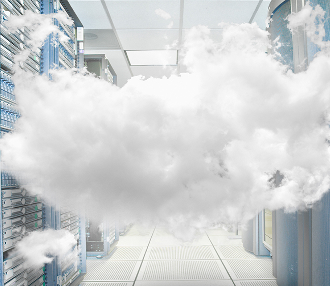 Photo of serverroom with Cloud