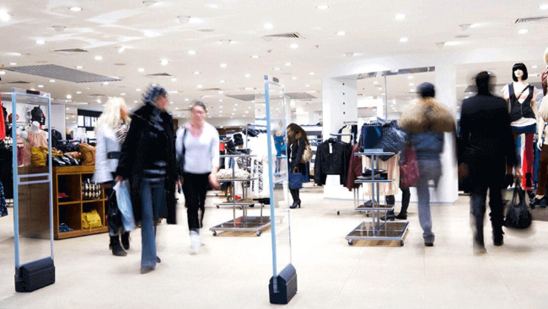 retail security system at entrance of retail store