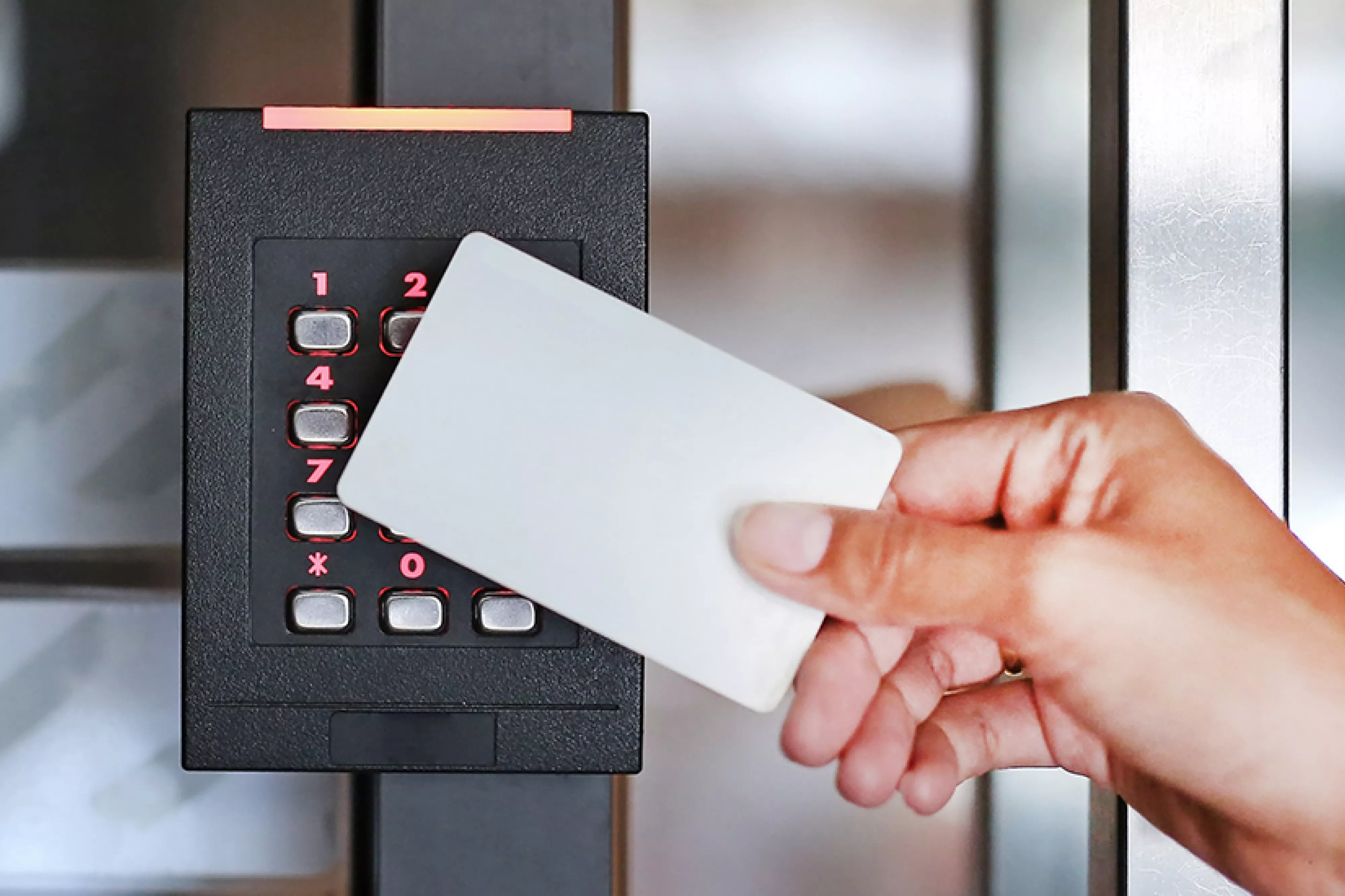 Tapping card on keypad for access
