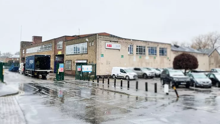 ABB building and parking lot.