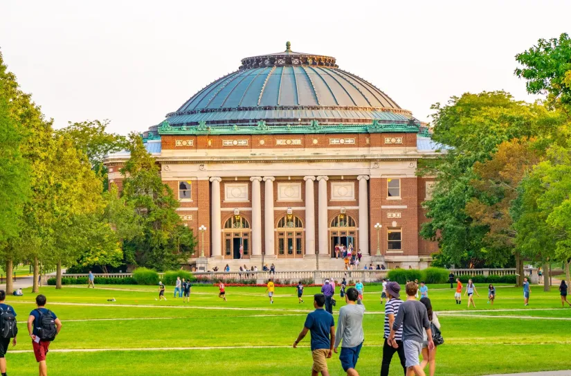 Students on Campus in Urbana, Illinois