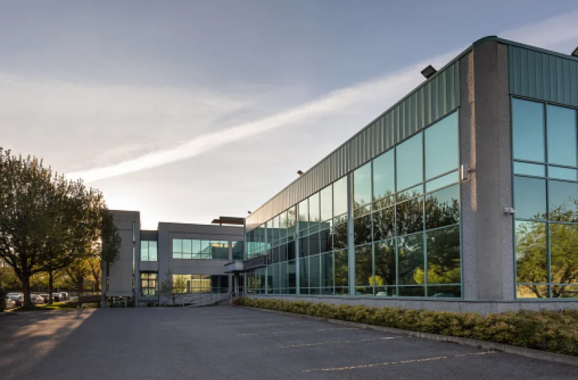 office building with commercial access control security camera system