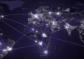 Global map illustrating critical infrastructure security across energy, utilities, and essential services