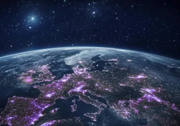 Globe with interconnected lines symbolizing global security and international connectivity, representing a worldwide security network.