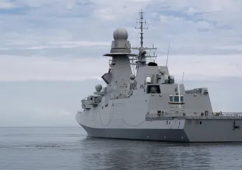 WARSHIP - Guided missile frigate on the sea