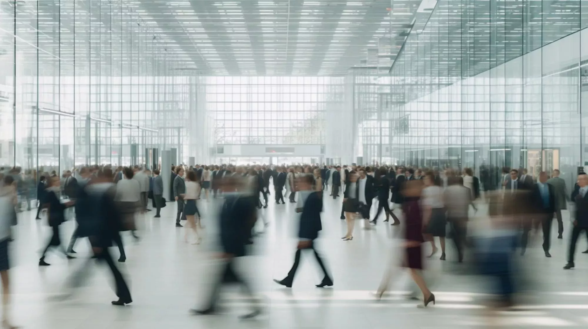 people in motion, fictional place, blurred as background