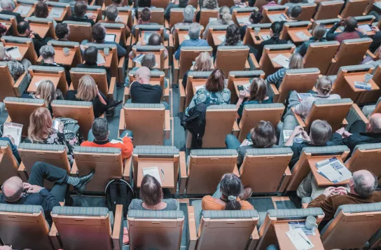 University lecture class from above