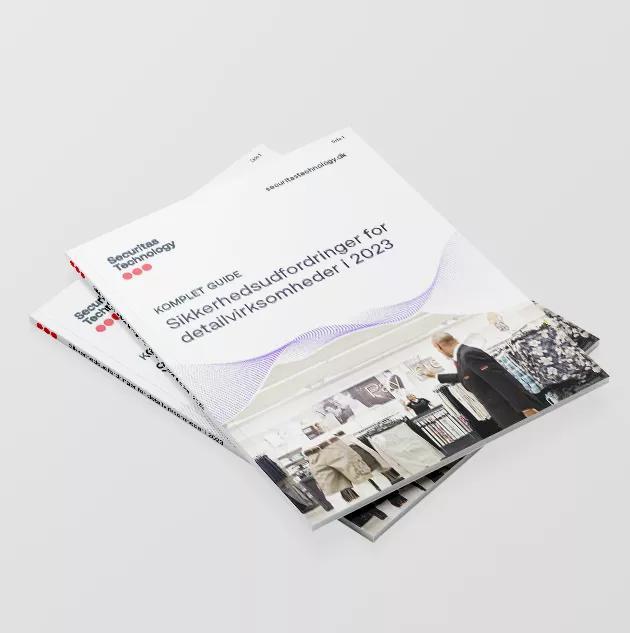 Mockup of a Retail Brochure (in danish) that covers security needs for retail clients
