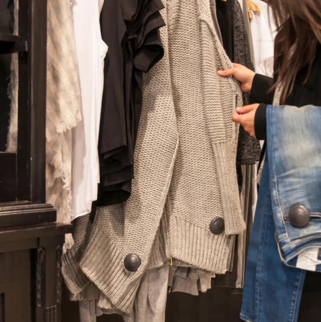 Clothing in an apparel retail store, protected by RFID security tags