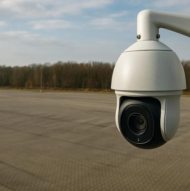 Video camera monitoring critical infrastructure for NERC CIP compliance and physical security.