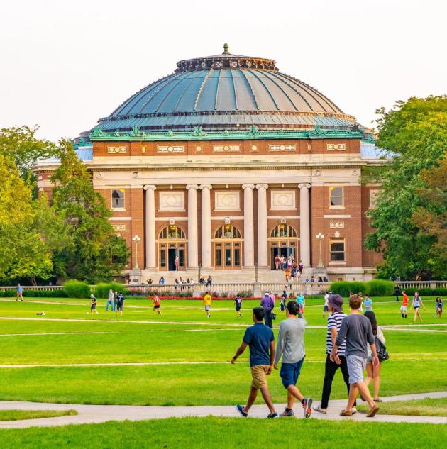 Students on Campus in Urbana, Illinois