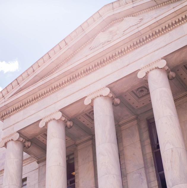 Columned front of government building