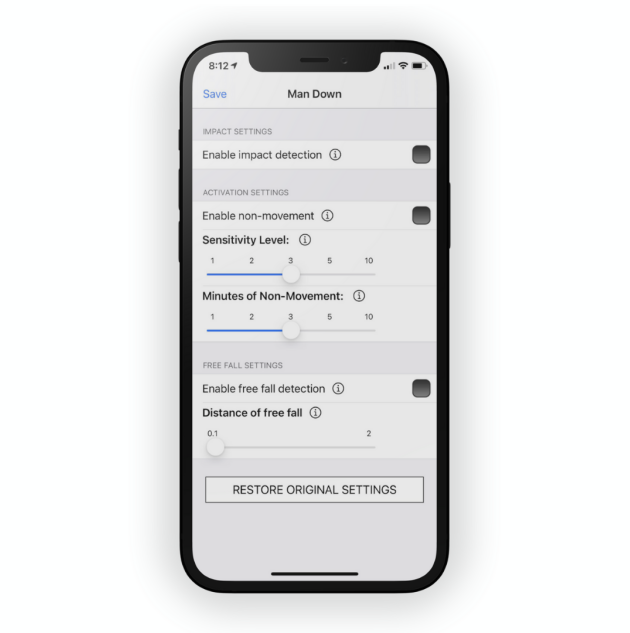 STANLEY Guard iOS Render Settings Screen