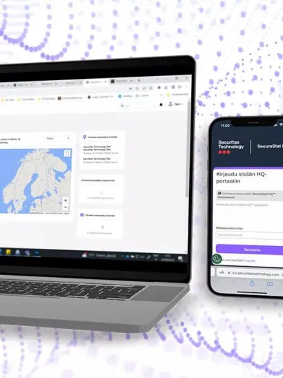 SecureStat HQ banner with Finnish screenshots