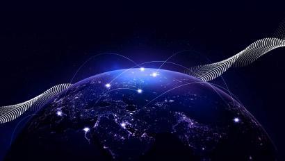 Globe with technology background 