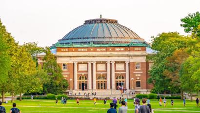 Students on Campus in Urbana, Illinois