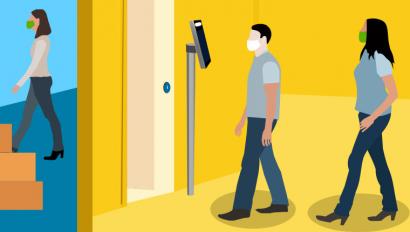 Graphic of people using access control system